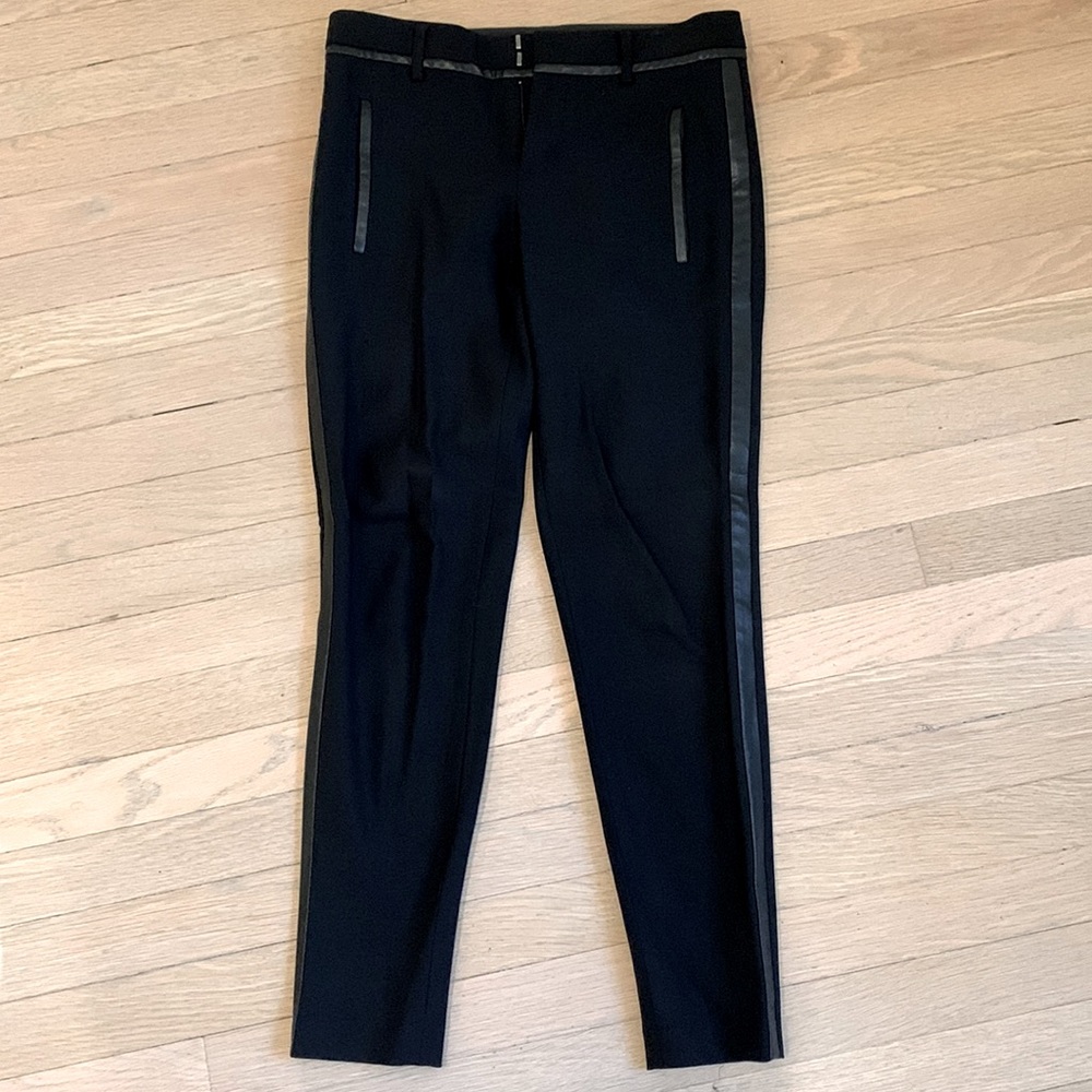 Vince Black Leather Trimmed Slim Trouser
